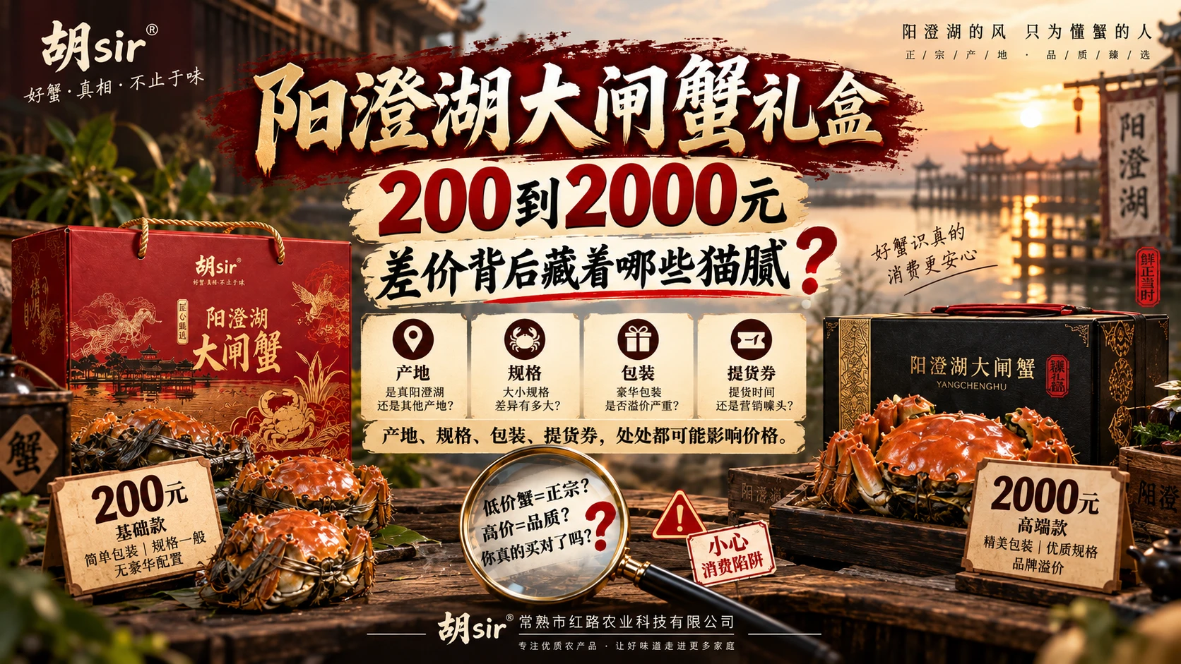 阳澄湖大闸蟹礼盒200到2000元，差价背后藏着哪些猫腻？